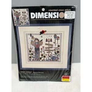 ‘96 Tweet Tidings Counted Cross Stitch Kit 14x12 Dimensions Garden Angel Bug NIP